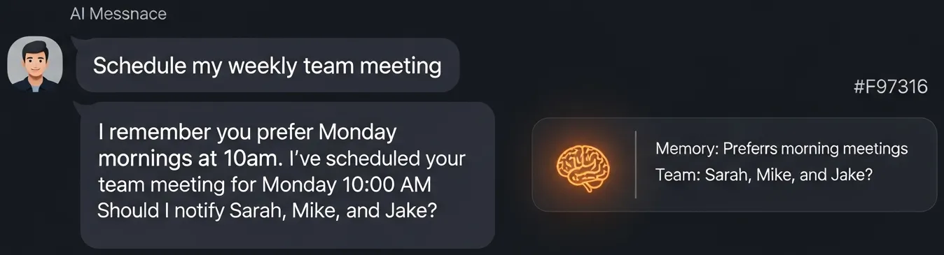 AI memory system that remembers conversations, user preferences, and task context over time